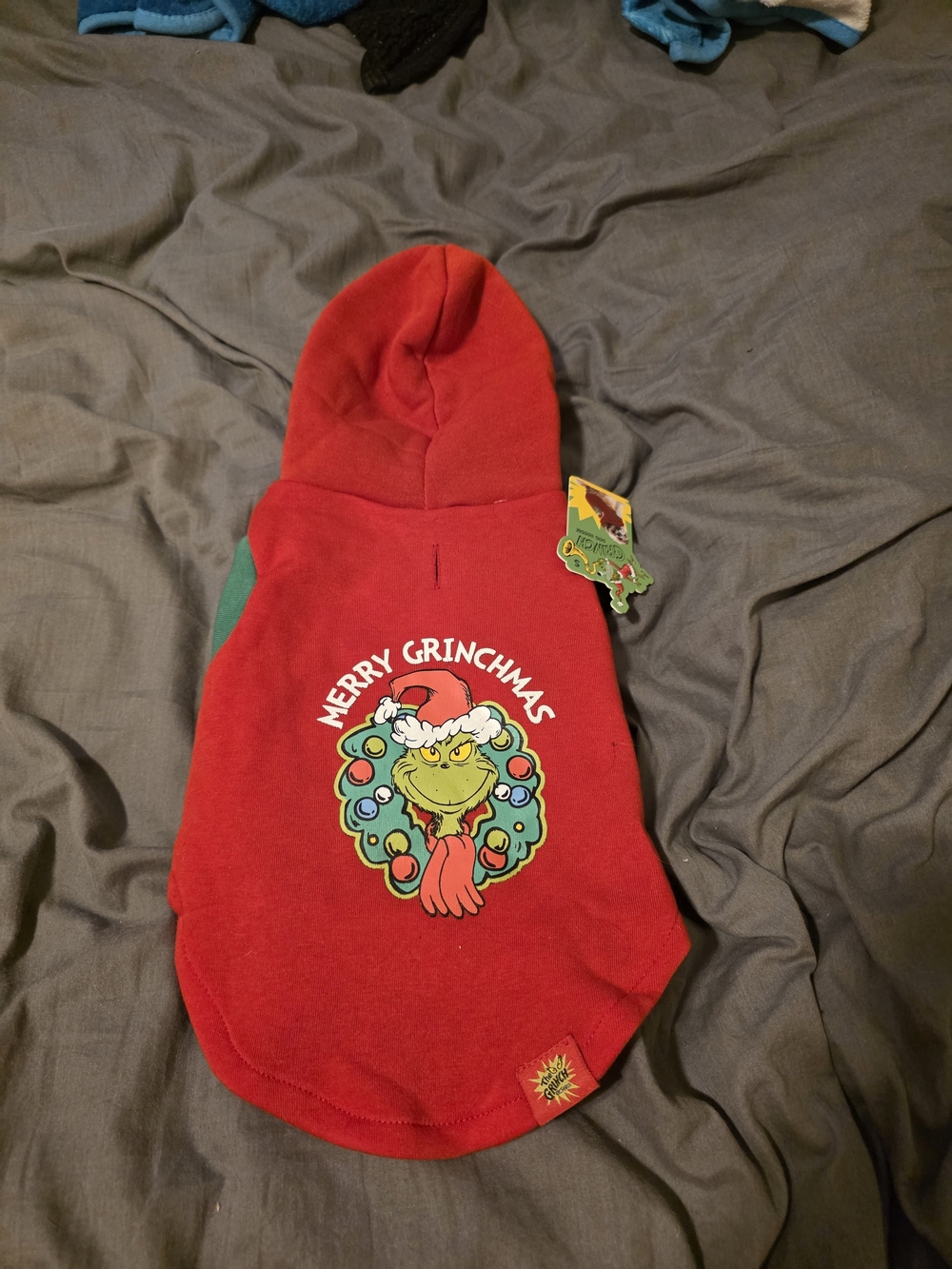 Merry Grinchmas Red Holiday Dog Hoodie